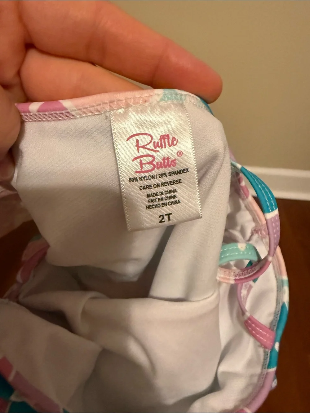 RuffleButts Pastel Mermaid Scale One-Shoulder Ruffle Swimsuit - Size 2T